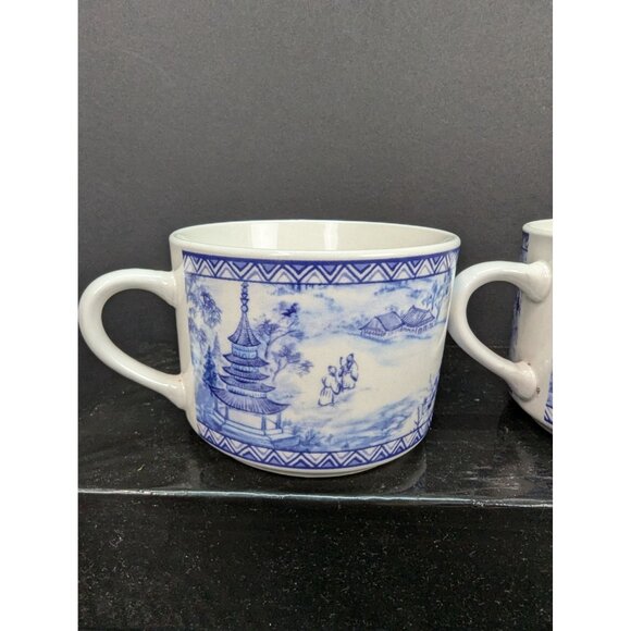 American Atelier At Home Asian Tonile 5025 Flat Coffee Cup Stoneware Set of 2 - Picture 2 of 10